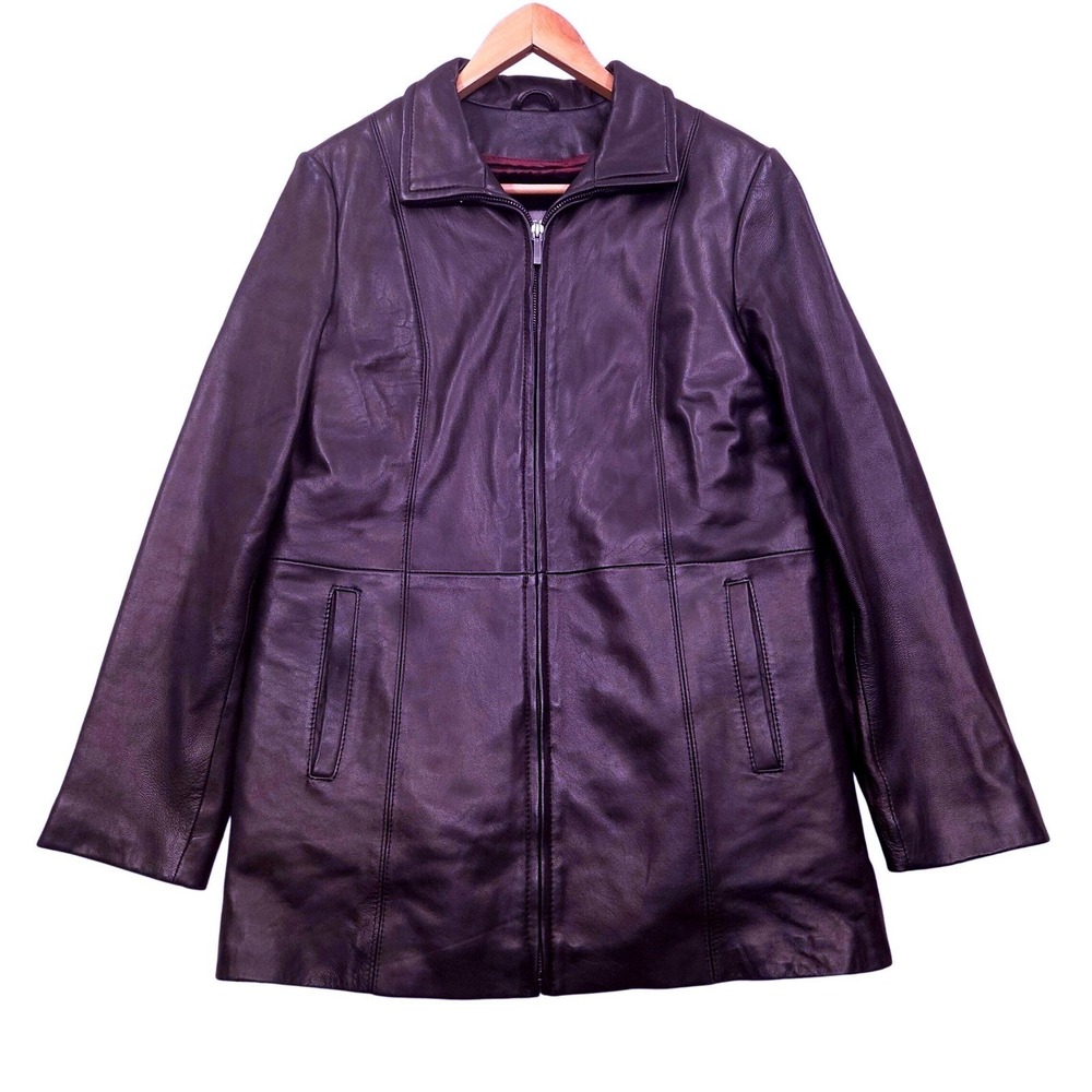 Wilsons Leather Black Full Zip Lined Jacket Coat Moto Womens Medium‎ - Picture 2 of 10